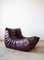 Mobilier de Salon Togo en Cuir Bordeaux par Michel Ducaroy pour Ligne Roset, Set de 5 9