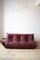 Mobilier de Salon Togo en Cuir Bordeaux par Michel Ducaroy pour Ligne Roset, Set de 5 3
