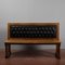 Fir Bench with Black Imitation Leather Back 1