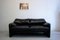 Black Two-Seater Leather Sofa Maralunga by Vico Magistretti for Cassina, 1970s 2