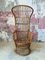 Italian High Back Rattan Woven Armchair, 1950s 3