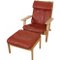 GE-290A Lounge Chair with Ottoman in Red Leather by Hans Wegner, 1990s 2