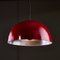 Italian Hemispherical Red Aluminum Pendant Lamp with Round Holes on Top, 1970s, Image 2