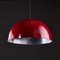 Italian Hemispherical Red Aluminum Pendant Lamp with Round Holes on Top, 1970s, Image 1