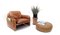 Large Round Leather Ottoman or Pouf, 1960s 5