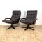 Set of Mid-Century Leather Swivel Chairs attributed to Kebe, 1970s 4