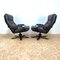 Set of Mid-Century Leather Swivel Chairs attributed to Kebe, 1970s 2