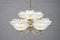 Vintage Glass and Brass Chandelier with Nine Heads, 1960s 5