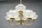 Vintage Glass and Brass Chandelier with Nine Heads, 1960s 8