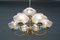 Vintage Glass and Brass Chandelier with Nine Heads, 1960s 7
