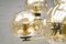 Italian Pendant with Nine Smoked Glass Globes and Brass, 1960s 6