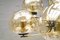 Lámpara colgante italiana con nueve esferas de vidrio ahumado y latón, años 60, Imagen 6