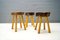 French Wooden Vintage Stools, 1960s, Set of 3 1