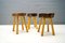French Wooden Vintage Stools, 1960s, Set of 3, Image 1