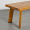 Dining Table and Benches in Larch Wood attributed to Christian Durupt, 1960, Set of 3, Image 4