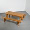 Dining Table and Benches in Larch Wood attributed to Christian Durupt, 1960, Set of 3, Image 12