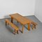 Dining Table and Benches in Larch Wood attributed to Christian Durupt, 1960, Set of 3, Image 9