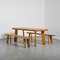 Dining Table and Benches in Larch Wood attributed to Christian Durupt, 1960, Set of 3, Image 10