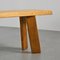 Dining Table and Benches in Larch Wood attributed to Christian Durupt, 1960, Set of 3, Image 15