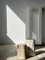 White Petrified Wood Side Table with Black Heart 17