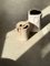 White Petrified Wood Side Table with Black Heart 11