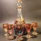 Botella y vasos venecianos barrocos de vidrio con adornos dorados, Venecia, Italia, años 50. Juego de 6, Imagen 1