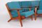 Sofa & Teak Armlehnstühle von Hans J. Wegner für Getama, 1960er, 3er Set 3