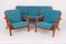 Sofa & Teak Armlehnstühle von Hans J. Wegner für Getama, 1960er, 3er Set 2