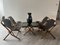Chaises en Cuir et Bambou et Table Basse en Bambou, Set de 5 2