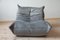 Grey Velvet Togo Living Room Set by Michel Ducaroy for Ligne Roset, Set of 5, Image 8