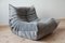 Grey Velvet Togo Living Room Set by Michel Ducaroy for Ligne Roset, Set of 5, Image 7