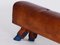 Gymnastics Pommel Horse Leather Bench with Wooden Handles, 1930s 4