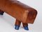 Gymnastics Pommel Horse Leather Bench with Wooden Handles, 1930s 3