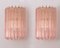 Italienische Vintage Wandlampe mit Muranoglas Rosa, 1990er, 2er Set 2