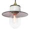 Vintage Industrial White Enamel, Brass, Porcelain & Clear Glass Pendant Light, Image 2