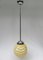 French Art Deco Pendant in Beige Glass and Chromed Metal 1