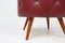 Puf vintage con espacio de almacenamiento de cuero sintético rojo oscuro, 1950, Imagen 4