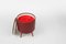Puf vintage con espacio de almacenamiento de cuero sintético rojo oscuro, 1950, Imagen 9