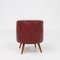 Puf vintage con espacio de almacenamiento de cuero sintético rojo oscuro, 1950, Imagen 1