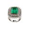 Platinum Ring with Emerald and Diamonds., 2000s, Image 1