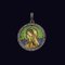 An Gold Pendant on a Chain with Our Lady on Stained Glass Enamel, in an Antique Case., Image 2