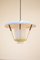 Vintage Modernist Dutch Tricolor Metal & Teak Pendant Lamp 1