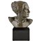 Lucien Gibert, Busto maschile Art Deco dell'aviatore Jean Mermoz, 1925, Bronzo, Immagine 1