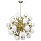 Brass Sputnik Chandelier with Iridescent Murano Glass Globes by Glustin Luminaires 1