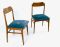 Italian Teak & Velvet Chairs, 1950s, Set of 2 1