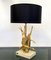 Brass Swan and Reeds Lamp by L. Galeotti, 1970s 3