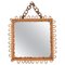 Mid-Century French Riviera Square Bamboo and Curved Rattan Mirror, Italy 1960s 1