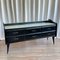 Mid-Century Italian Black Lacquered Sideboard with Marble Pattern Glass Top, 1950s, Image 3