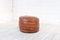 Pouf vintage in pelle marrone patchwork, anni '70, Immagine 1