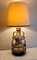 Große deutsche Vintage Tischlampe mit graubraunem Keramikfuß, 1970er 1